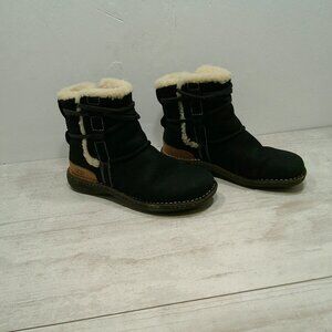 Ugg Australia La Jolla Boot Black Ankle Lace Up Sheepskin & Leather 5587 Sz 5